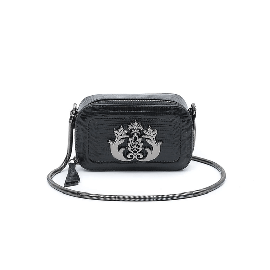 BOLSA DIANA MÉDIA EM COURO NATURAL E PALHA INDIANA NEW CROCO OURO