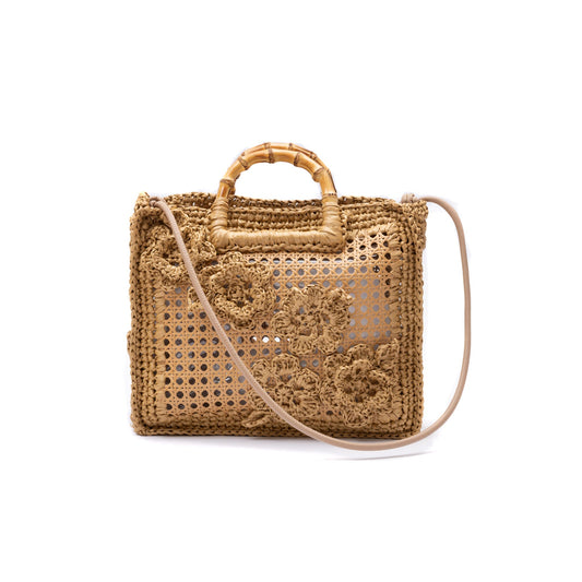 BOLSA TOTE FIORI HANDMADE RAFIA NATURAL
