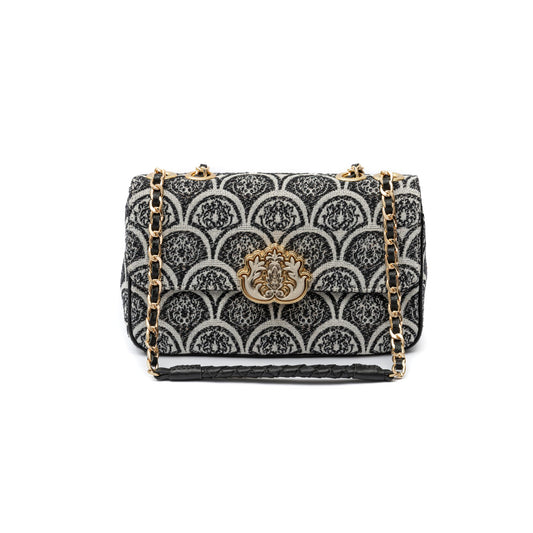 BOLSA BAGUETE SIRENA JACQUARD PRETO
