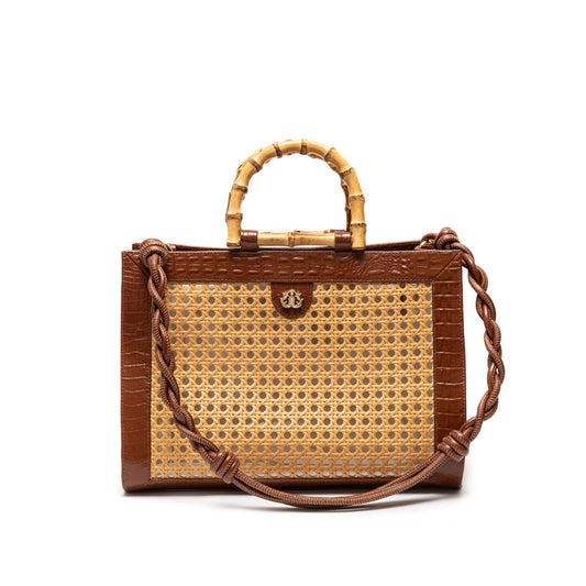 BOLSA DIANA MAXI EM COURO MAXI CROCO PINHÃO