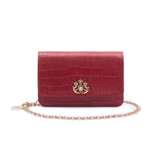 Bolsa Carteira Com Corrente Transversal Forever MAXI CROCO VERMELHO