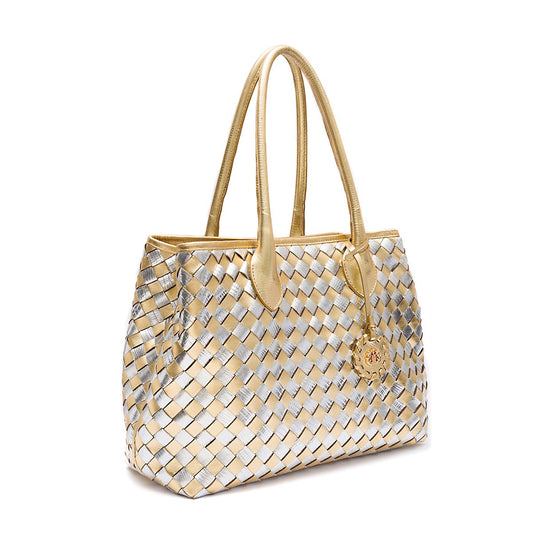 BOLSA SHOPPER TRESSÊ OURO PRATA