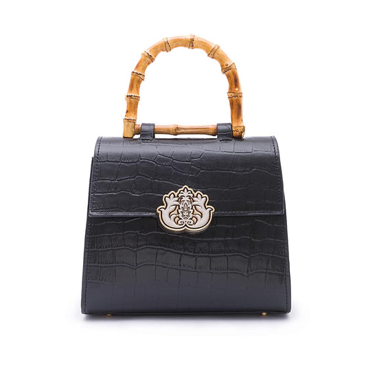 BOLSA TP HANDLE MÉDIA MAXI CROCO PRETO