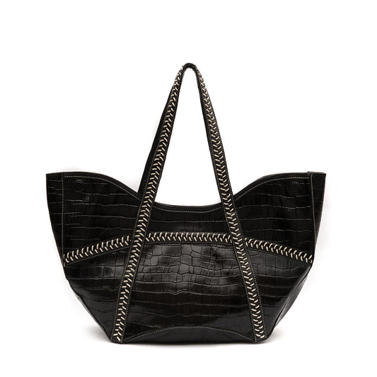 BOLSA TOTE MAIA MAXI CROCO PRETO