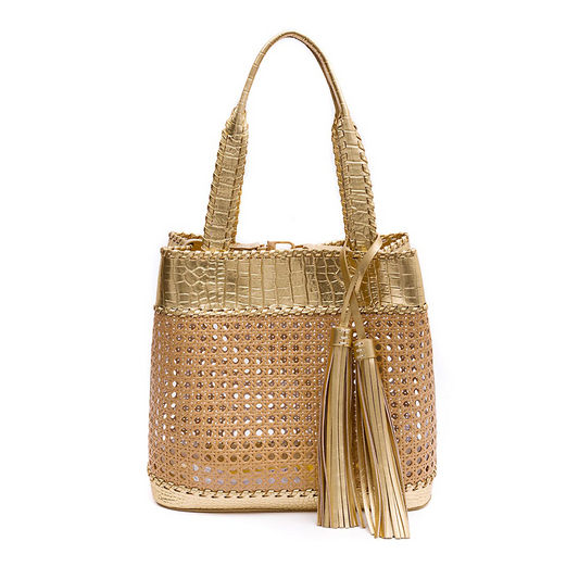 BOLSA TOTE PALHA SEXTAVADA GRANDE NEW CROCO NEW GOLD
