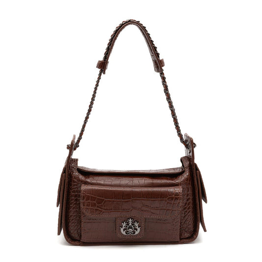 BOLSA ANNE HOBO MULTIPOCKETS MÉDIA MAXI CROCO BROWNIE ONIX
