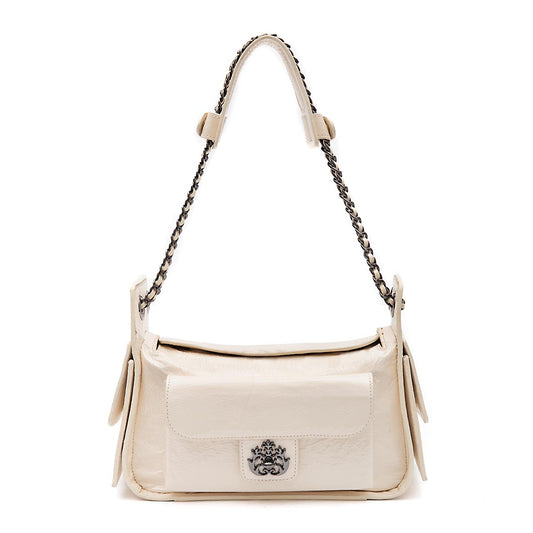 BOLSA ANNE HOBO MULTIPOCKETS EM COURO GLOSS VANILLA ONIX