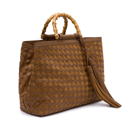 BOLSA SHOPPING TOTE TRESSÊ CAMURÇA CAVIAR AVELÃ