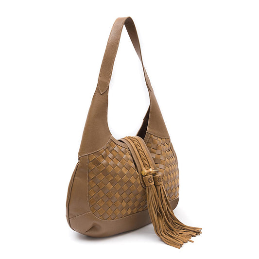 BOLSA HOBO TRESSÊ CAMURÇA CAVIAR AVELÃ