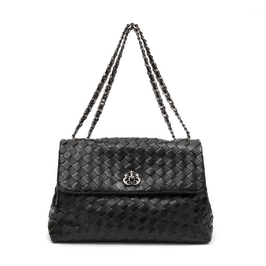 BOLSA HELLEN FLAP GLOSS PRETO ONIX TRESSÊ