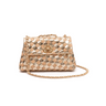 BOLSA HELLEN COURO E RÁFIA PEQUENA OURO TRESSÊ