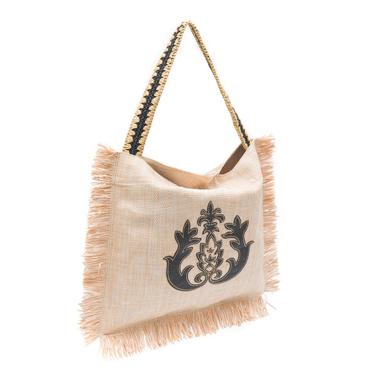 BOLSA HOBO PALHA FRANJA PALHA COR NATURAL