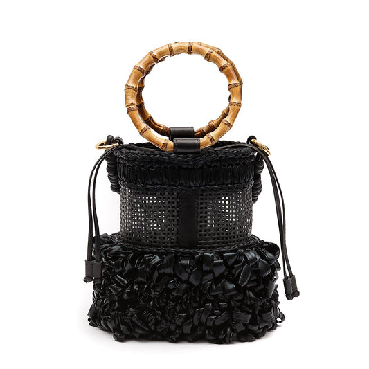 BOLSA BUCKET CROCHÊ PRETO