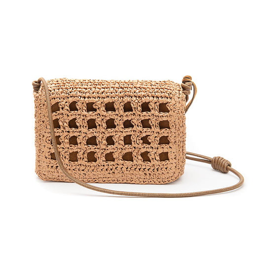 BOLSA FLAP CROCHE IARA CAFÉ LEITE