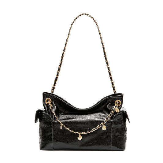 BOLSA DAYSE POCKET SHOULDER COURO PRETA
