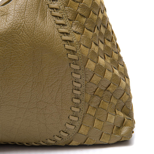 BOLSA HOBO ÍSIS WOVEN MAXI COURO TRESSÊ PISTACHE