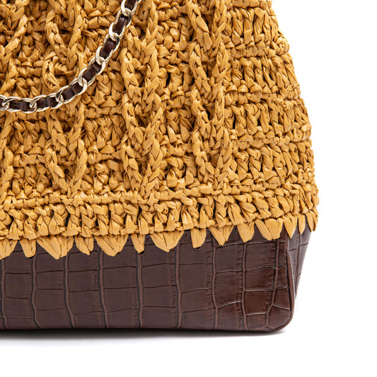 BOLSA MAXI SAVANA SHOPPER GRANDE RÁFIA COURO SOLAR