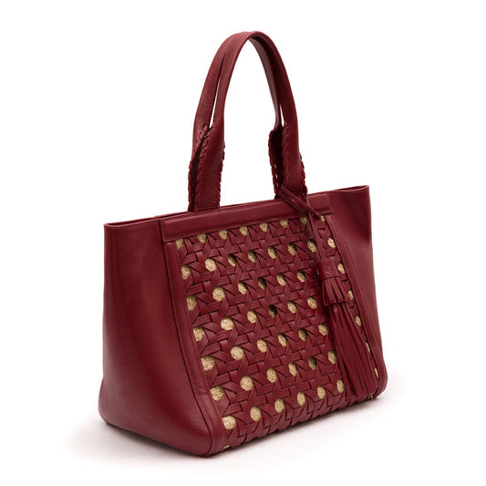 BOLSA TOTE TRESSÊ MAXI SOFT CHERRY PALHA DAMIER NATURAL