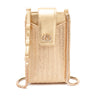 GOLD STRAW CROSSBODY PHONE POUCH