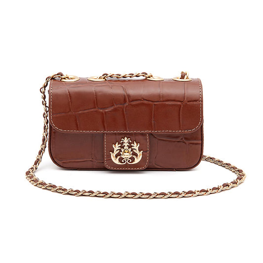 Bolsa Mini Anne Baguete em couro Canela