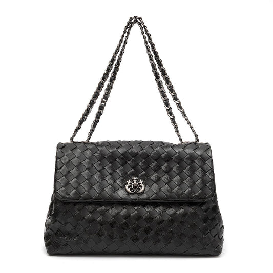BOLSA HELEN FLAP TRESSÊ GLOSS PRETO ONIX