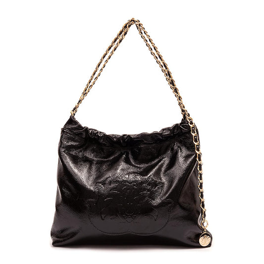 BOLSA DAYSE HOBO EM COURO GLOSS PRETO OURO