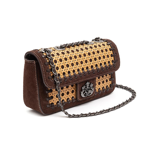 BOLSA BAGUETE ANNE PALHA CAMURÇA CAFÉ ONIX