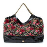 BOLSA MAXI SHOPPER DANNY PALHA FIORI BORDADA FRIDA PRETO