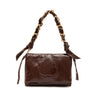 BOLSA FLAP DAYSE EM COURO GLOSS BROWNIE OURO