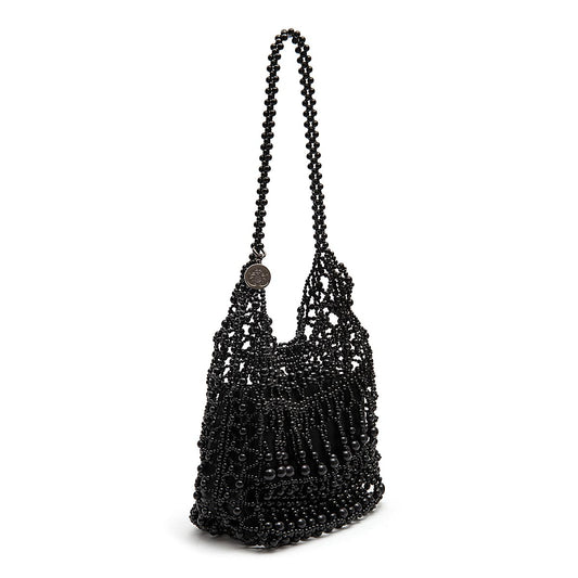 BOLSA HOBO CONTAS DE RESINA PRETA
