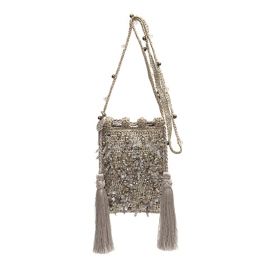 BUCKET CLAIRE RÁFIA CROSSBODY PRATA