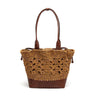 BOLSA BASKET CAMELLIA CROCHÊ OURO CASTANHO SOLAR