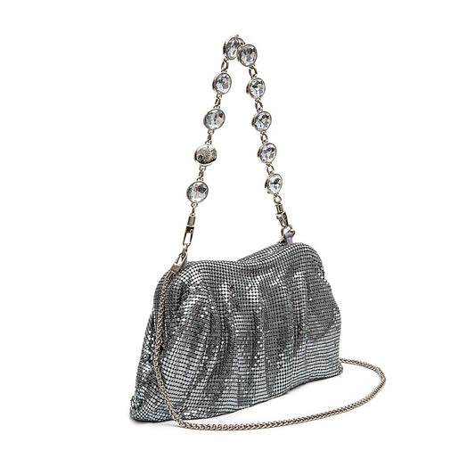 BOLSA POUCH MALHA METÁLICA SHOULDER DE CRISTAIS