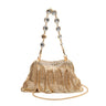 BOLSA POUCH MALHA METÁLICA SHOULDER DE CRISTAIS CROSSBODY OURO