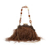 BOLSA POUCH PEQUENA DE PLUMAS MASCAVO