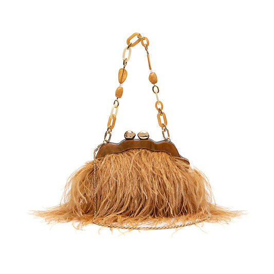 BOLSA POUCH PEQUENA DE PLUMAS MEL