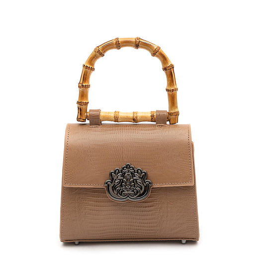 BOLSA TOP HANDLE MINI ISLA LIZARD MOCHACCINO