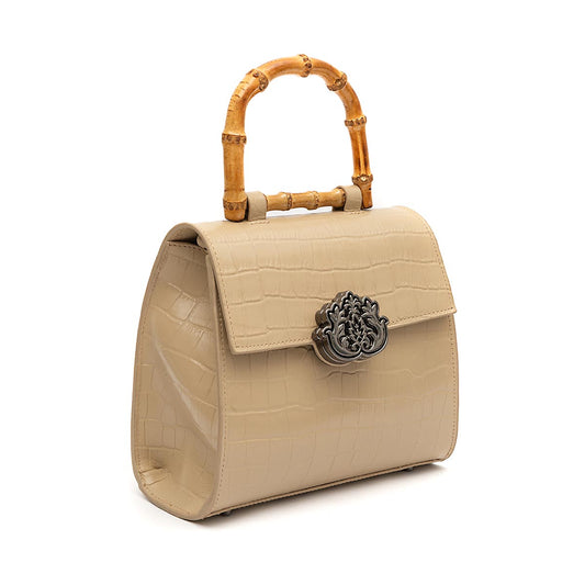Bolsa Top Handle Média MAXI CROCO NATA