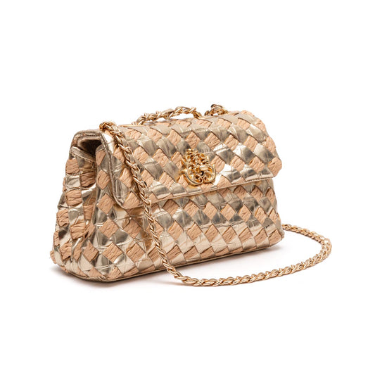 HELLEN COURO E RAFIA PEQUENA OURO