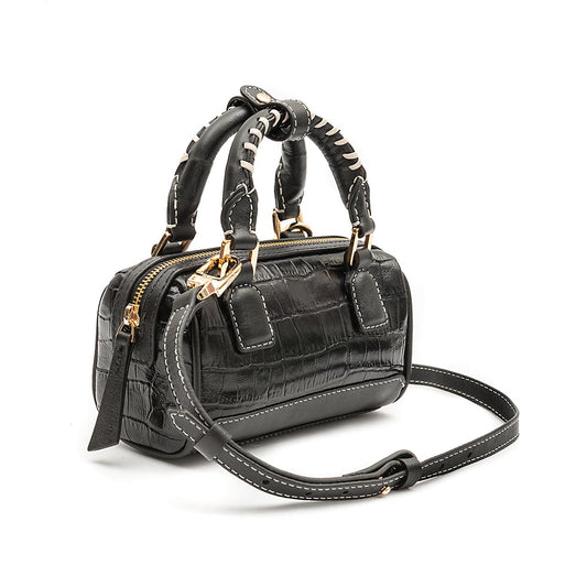 BOLSA MINI BOWLING MAIA MAXI CROCO PRETO