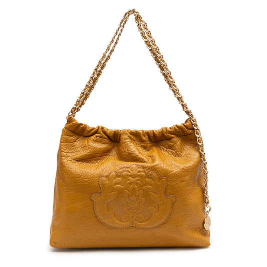 BOLSA DAYSE HOBO EM COURO OURO AÇAFRÃO