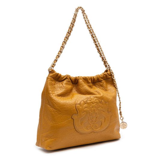BOLSA DAYSE HOBO EM COURO OURO AÇAFRÃO