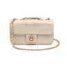 BOLSA BAGUETE ANNE PEQUENA COURO CAIMAN MARSHMALLOW