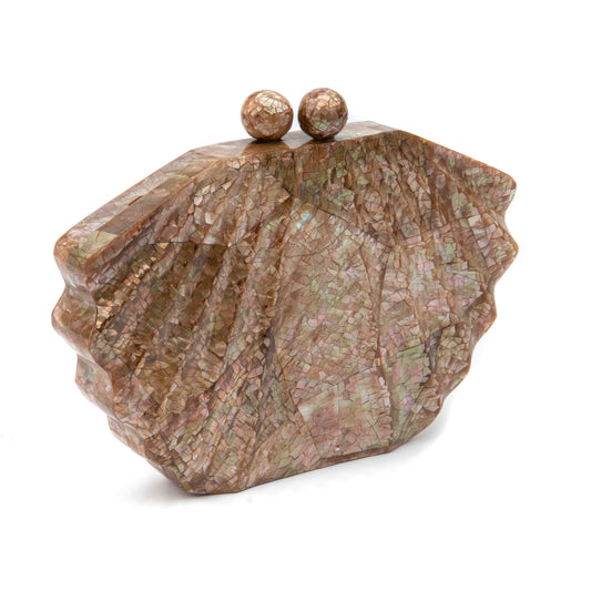 BOLSA MADREPÉROLA EM FORMATO CONCHA FURTA ROSE
