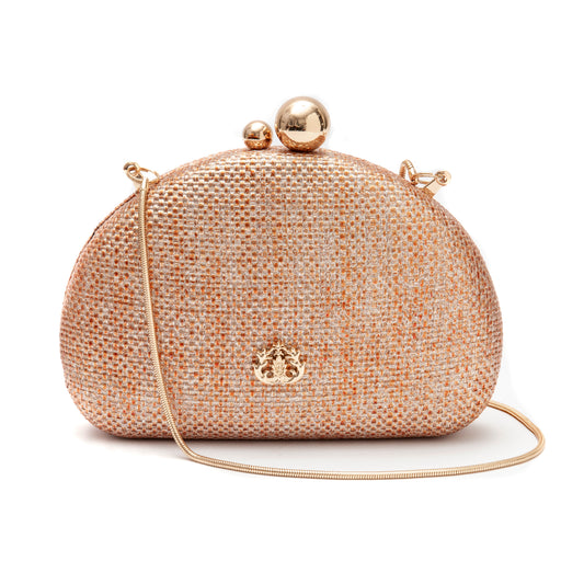 BOLSA CLUTCH ABAULADA COM CORRENTE BRONZE