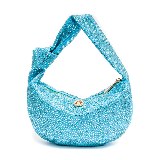 MINI BOLSA ELLE HOBO EM CRISTAIS TURQUESA