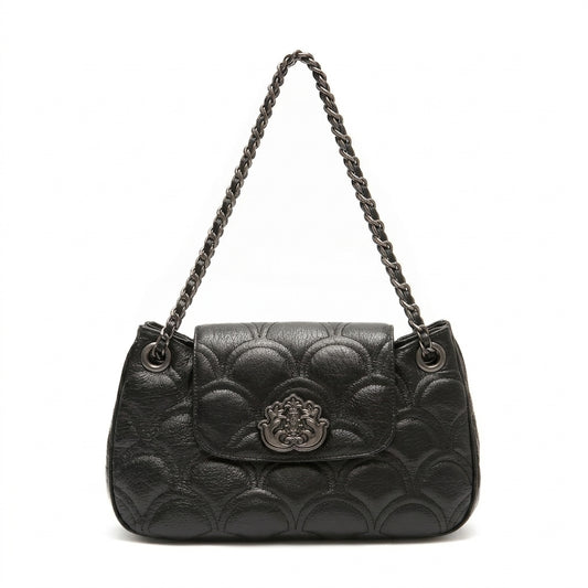 BOLSA SHOULDER SIRENA MÉDIA COCCON PRETO OURO