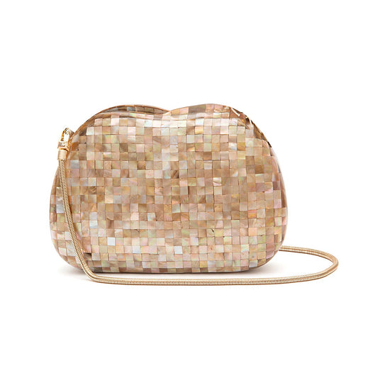 BOLSA CLUTCH MADRPÉROLA ABAULADA FURTA ROSE