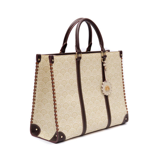 TOTE SIRENE MONOGRAMA CANVAS CREME