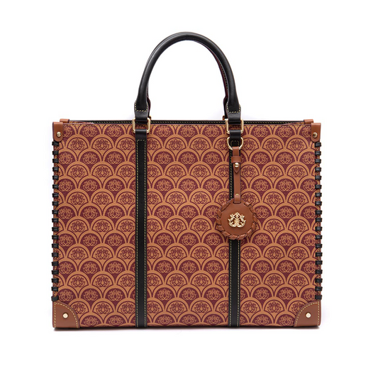 SIRENA MONOGRAM CANVAS CARAMEL TOTE BAG